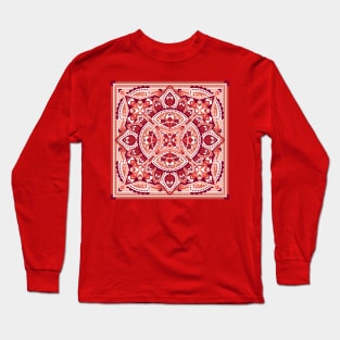 Red Boho Quilt Long Sleeve T-Shirt